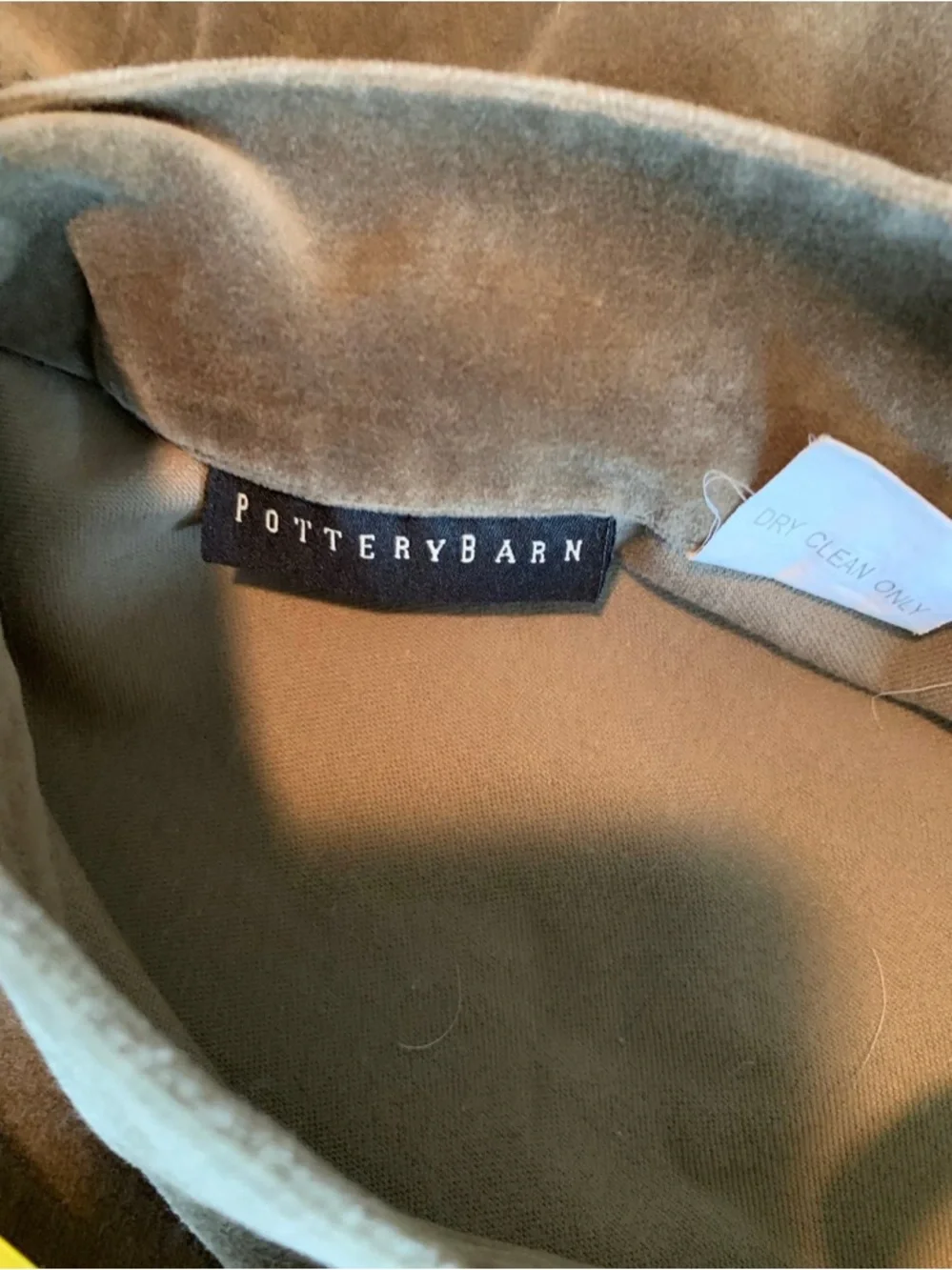 Pottery Barn 30x30 Velvet Olive Green Button Euro Sham EUC No flaws